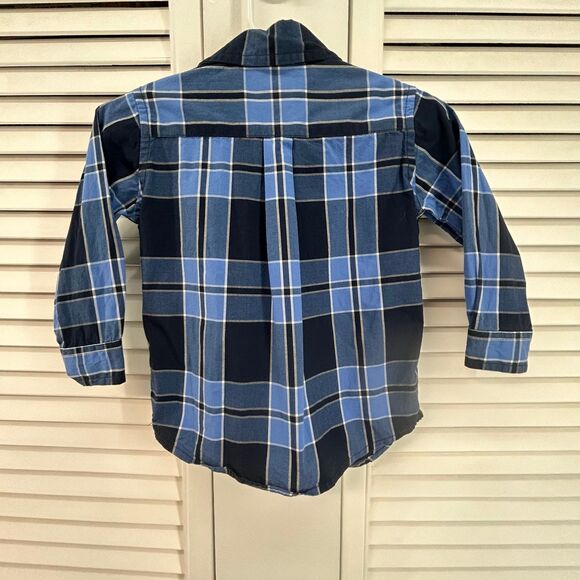 Janie and Jack 12-18M blue plaid button up dress shirt - Picture 4 of 4